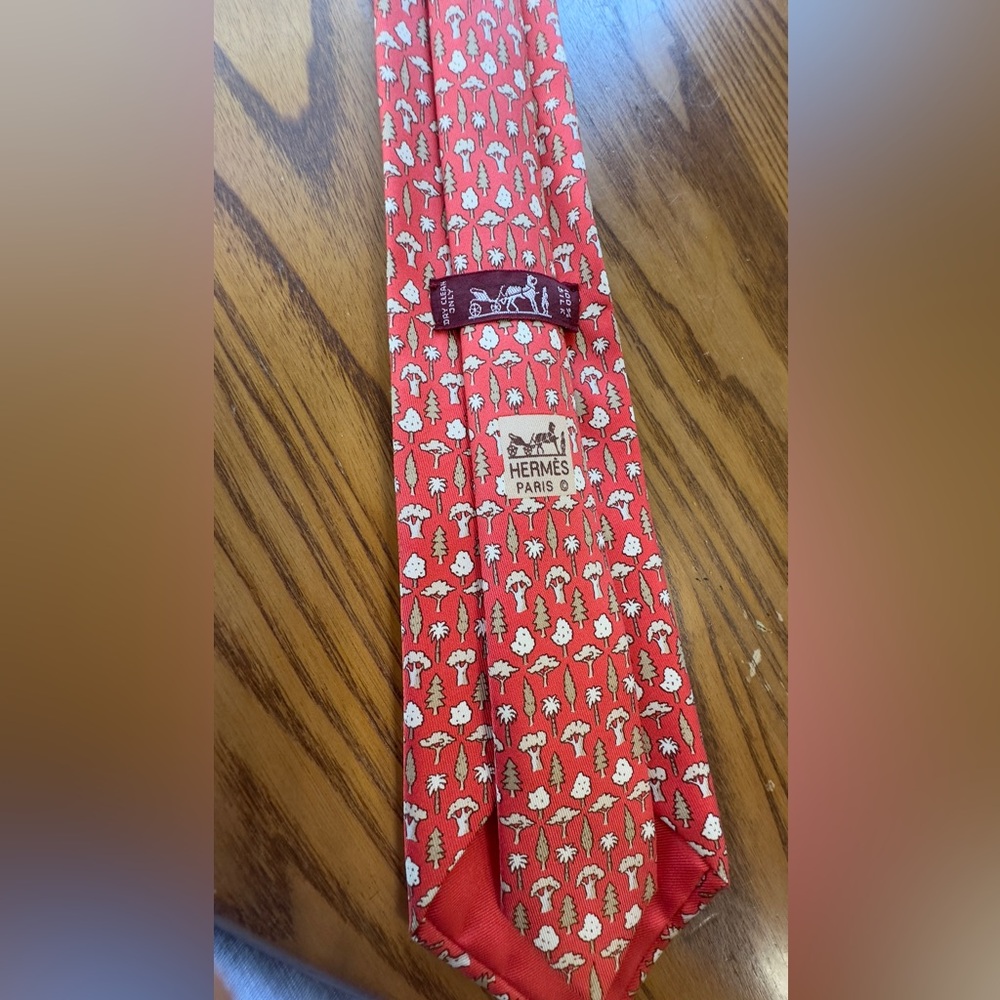 Hermes Red and White Tie